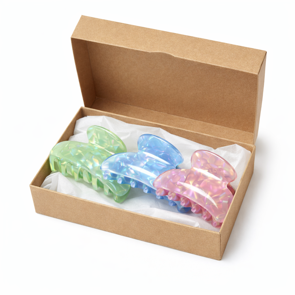 Pastel Vibes Hair Claw Clips — Set of 3 🌸🌈✨